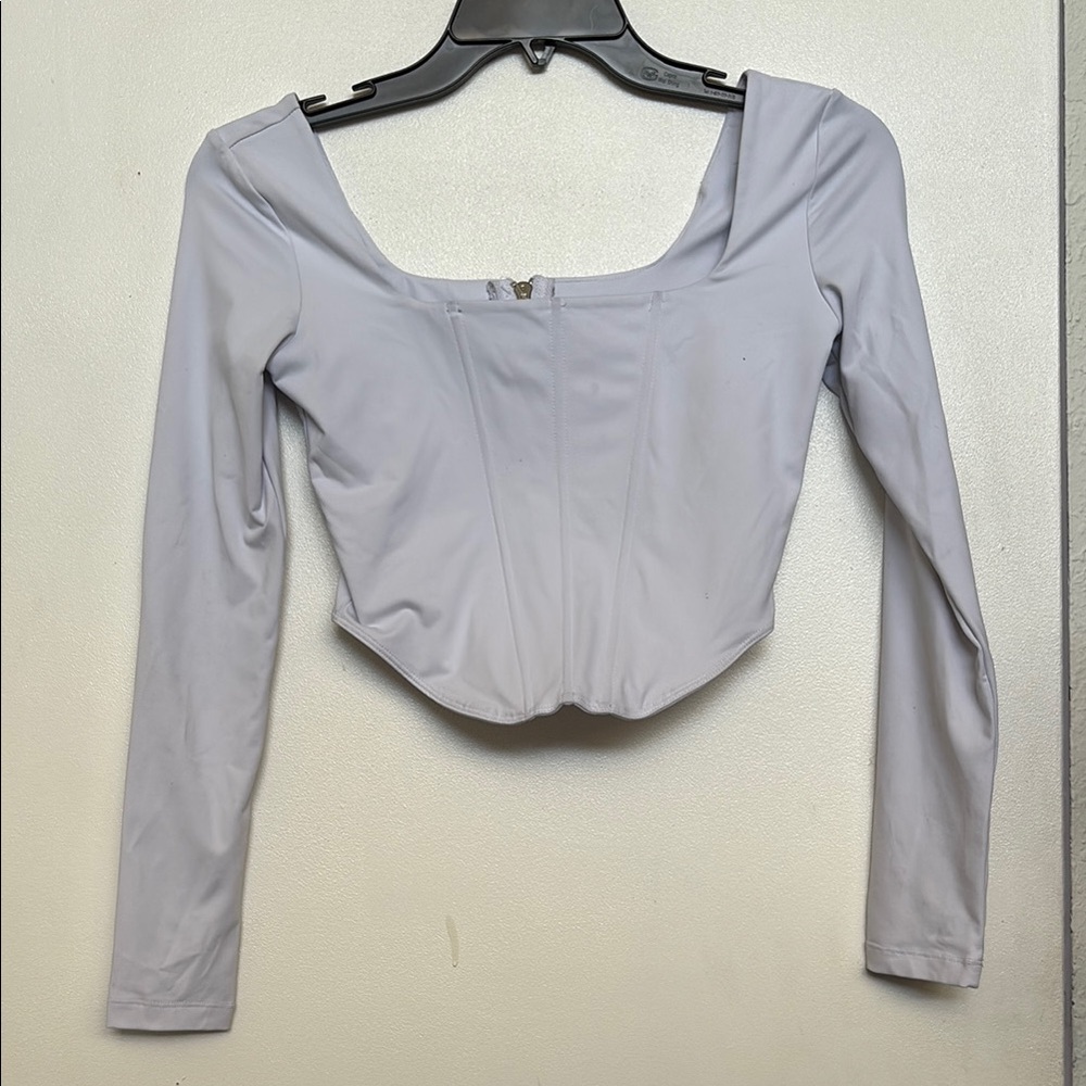 ReoRia Gray Fitted Crop Long Sleeve